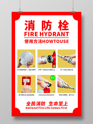消防栓使用方法宣传海报消防标识